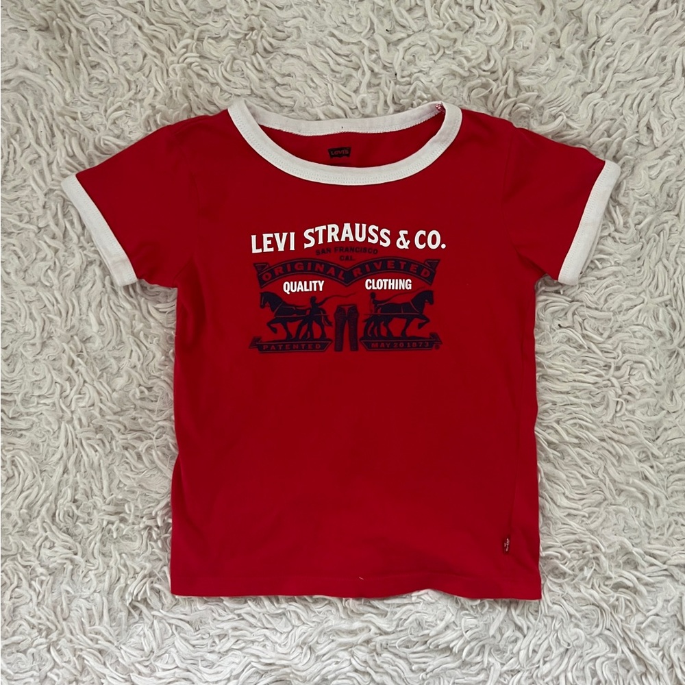 Red and white Levi's baby tee